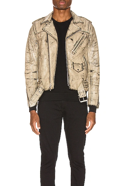 Shop John Elliott X Blackmeans Rider's Jacket In Neutral In Black & Ivory Paint