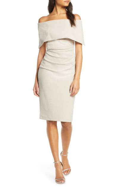 Vince camuto off clearance the shoulder gown champagne