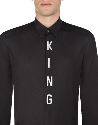 Shop Dolce & Gabbana Cotton Gold Shirt With Tropical King Print In Black