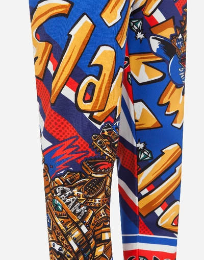 Shop Dolce & Gabbana Jersey Jogging Pants With Superhero King Print In Multi-colored