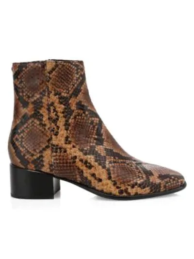 Shop Rag & Bone Aslen Snakeskin-embossed Leather Ankle Boots In Brown