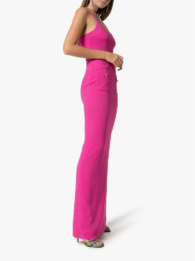 Shop Alessandra Rich Crystal Button Detail Maxi Dress In Pink