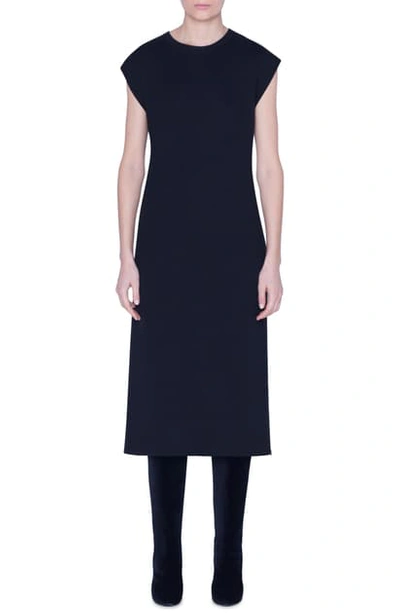 Shop Akris Reversible Bicolor Cashmere & Silk Midi Dress In Black-pine