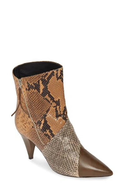 Shop Isabel Marant Latts Python Embossed Patchwork Bootie In Taupe/ Camel