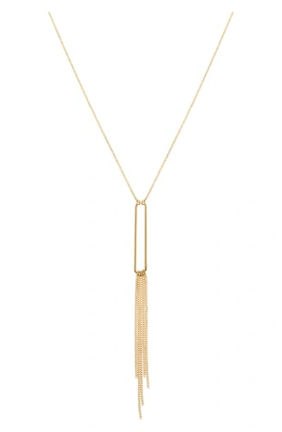 Shop Allsaints Delicate Fringe Y-necklace In Gold