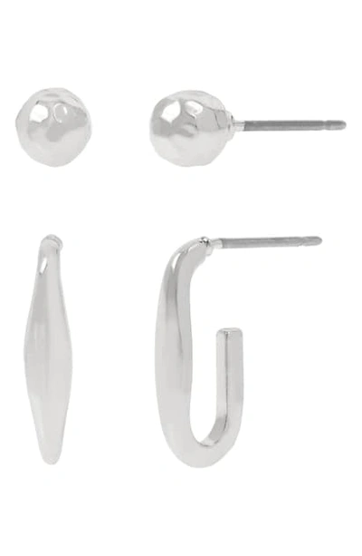 Shop Allsaints Set Of 2 Stud & Hoop Earrings In Silver