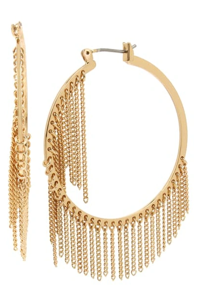 Shop Allsaints Fringe Hoop Earrings In Gold