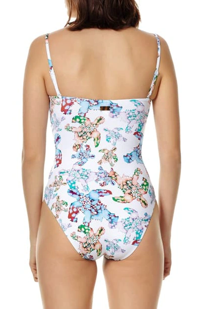 Shop Vilebrequin Facette Watercolor Turtle One-piece Swimsuit In Blanc