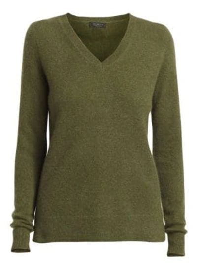 Shop Saks Fifth Avenue Women's Collection Cashmere V-neck Sweater In Olive Moss