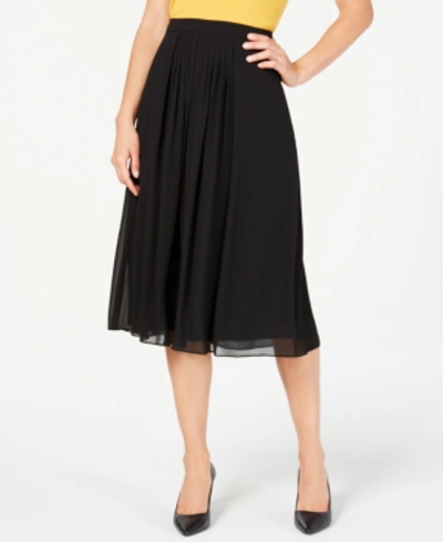 Shop Anne Klein Georgette Pleated Skirt In Anne Black