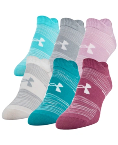 Shop Under Armour Women's 6-pk. Essential No-show Socks In Pink Quartz Stripe