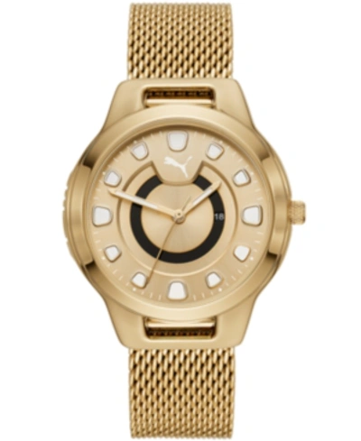 Shop Puma Women's Reset Stainless Steel Mesh Bracelet Watch 36mm In Gold