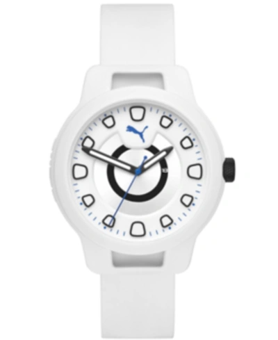 Shop Puma Men's Reset Silicone Strap Watch 44mm In White