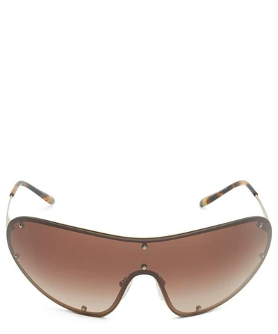 Shop Prada Shield Metal Sunglasses In Brown