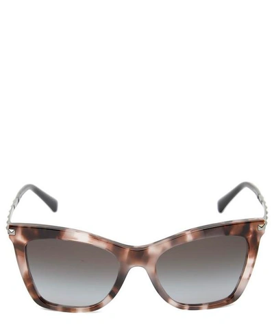 Shop Valentino Rockstud Square Cat-eye Sunglasses In Pink Havana