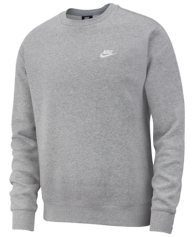 Shop Nike Men's Club Crew Fleece Sweatshirt In Gry Hthr