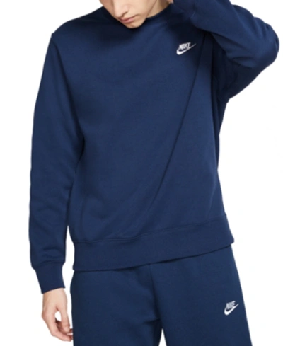 Shop Nike Men's Club Fleece Crew Sweatshirt In Navy