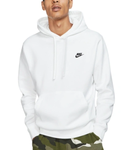 Shop Nike Men's Sportswear Club Fleece Pullover Hoodie In White