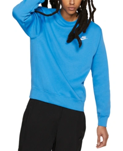 Shop Nike Men's Club Fleece Crew Sweatshirt In Photo Blue