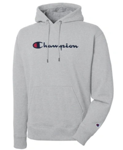 Shop Champion Men's Script Logo Powerblend Hoodie In Team Red S