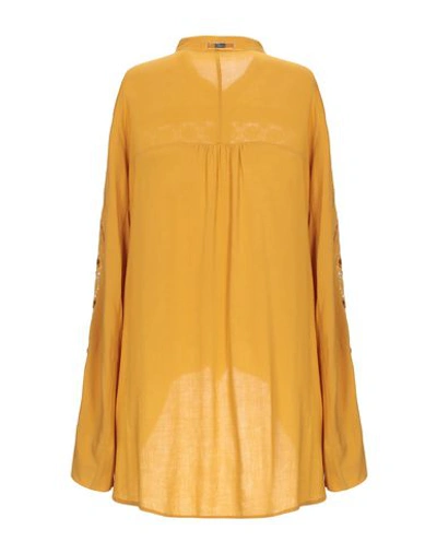 Shop High By Claire Campbell High Woman Shirt Ocher Size 12 Rayon, Elastane, Cotton In Yellow