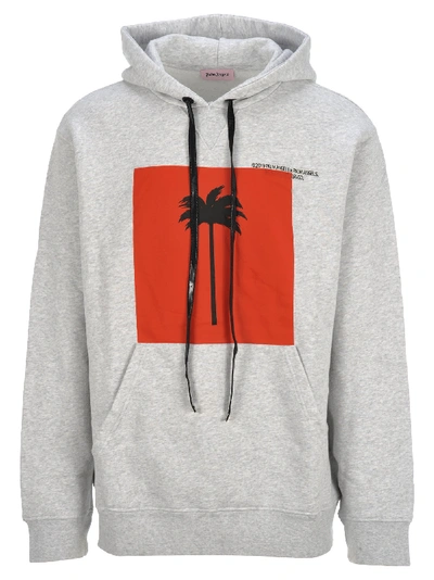 Shop Palm Angels Palm Print Hoodie In Melange Grey Multi