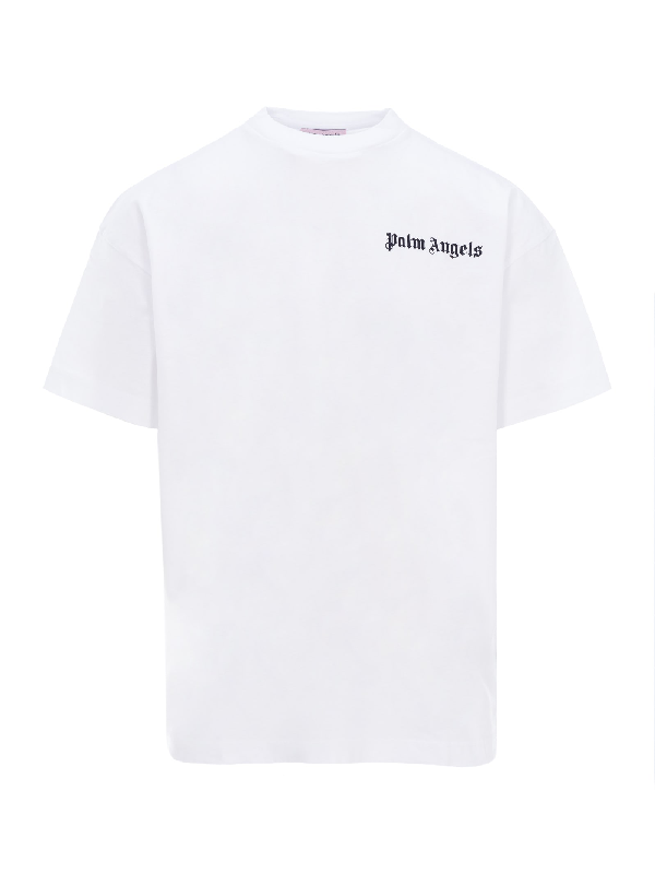 Palm Angels New Basic Logo T-shirt In White Black | ModeSens