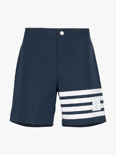 Shop Thom Browne 4-bar Stripe Swim Shorts In Blue