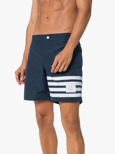 Shop Thom Browne 4-bar Stripe Swim Shorts In Blue