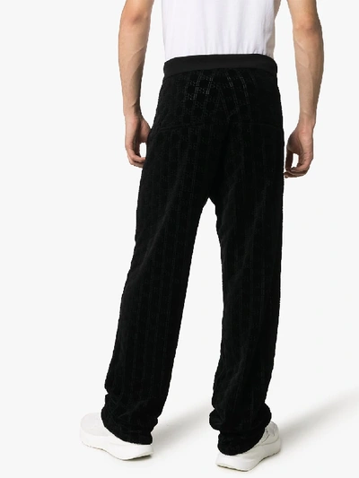 Shop Balmain Monogram Logo Velvet Sweatpants In Black