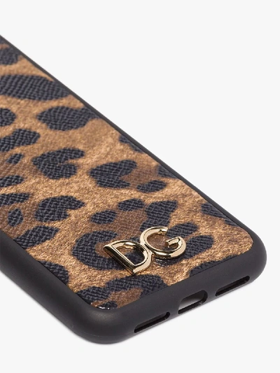 Shop Dolce & Gabbana Brown Leopard Print Leather Iphone Xr Case