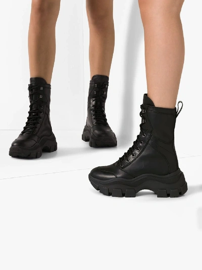Shop Prada Womens Black Block Sneaker Boots