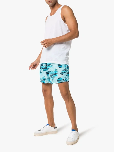 Shop Vilebrequin Moorea Turtle Print Swim Shorts In Blue