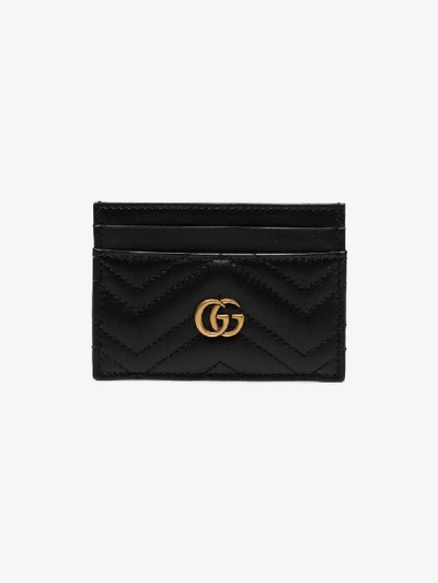 Shop Gucci Black Gg Marmont Quilted Leather Card Holder