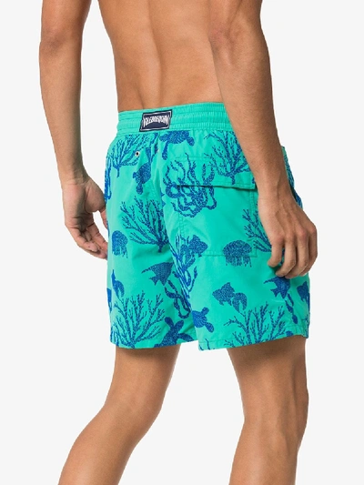 Shop Vilebrequin Green Moorea Coral Print Swim Shorts