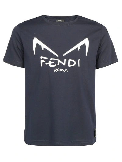 Shop Fendi Diabolic Eye T-shirt In Blu Notte