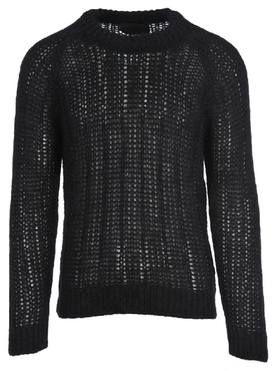 Shop Prada Chunky Knit Jumper In Black