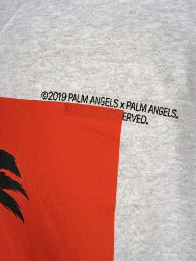 Shop Palm Angels Palm Print Hoodie In Melange Grey Multi