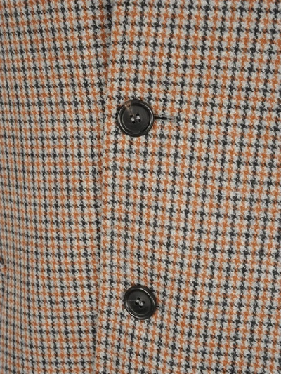 Shop Prada Checked Pattern Coat In Camel Check