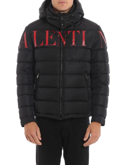 Shop Valentino Down Jacket In Nr Nero/rosso