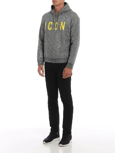 Shop Dsquared2 Hoodie Icon In Grey/yellow