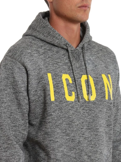 Shop Dsquared2 Hoodie Icon In Grey/yellow