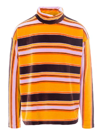 Shop Marni Striped High Neck Sweater In Multi Ocra