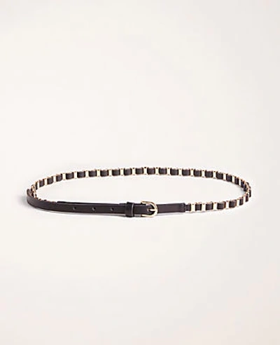 Shop Ann Taylor Woven Chain Belt In Black