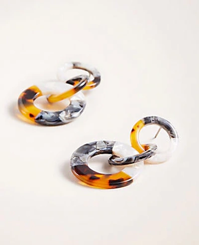 Shop Ann Taylor Triple Ring Tortoiseshell Print Earrings In Tortoise Brown