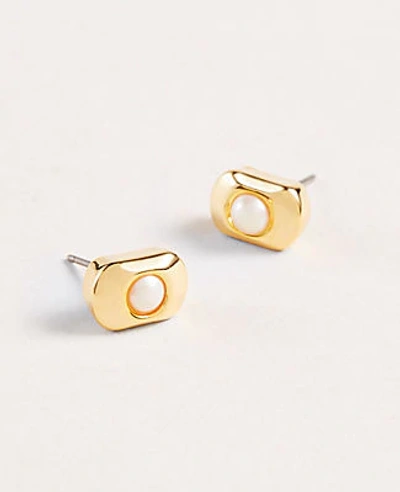 Shop Ann Taylor Pearlized Stud Earrings In Gold