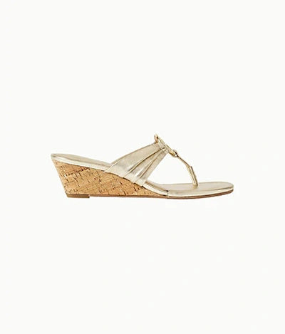 Shop Lilly Pulitzer Rousseau Wedge Sandal In Gold Metallic