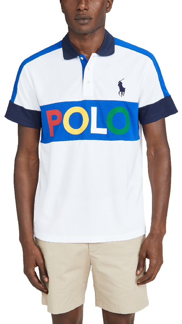 Polo Ralph Lauren Multi Color Logo Polo Shirt In Pure White | ModeSens