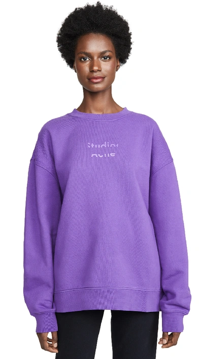 Shop Acne Studios Fyono Logo Sweatshirt In Violet Purple