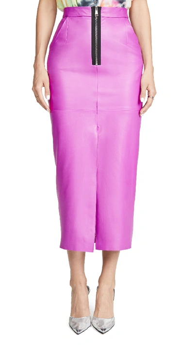 Shop Natasha Zinko Leather Midaxi Skirt In Fuschia